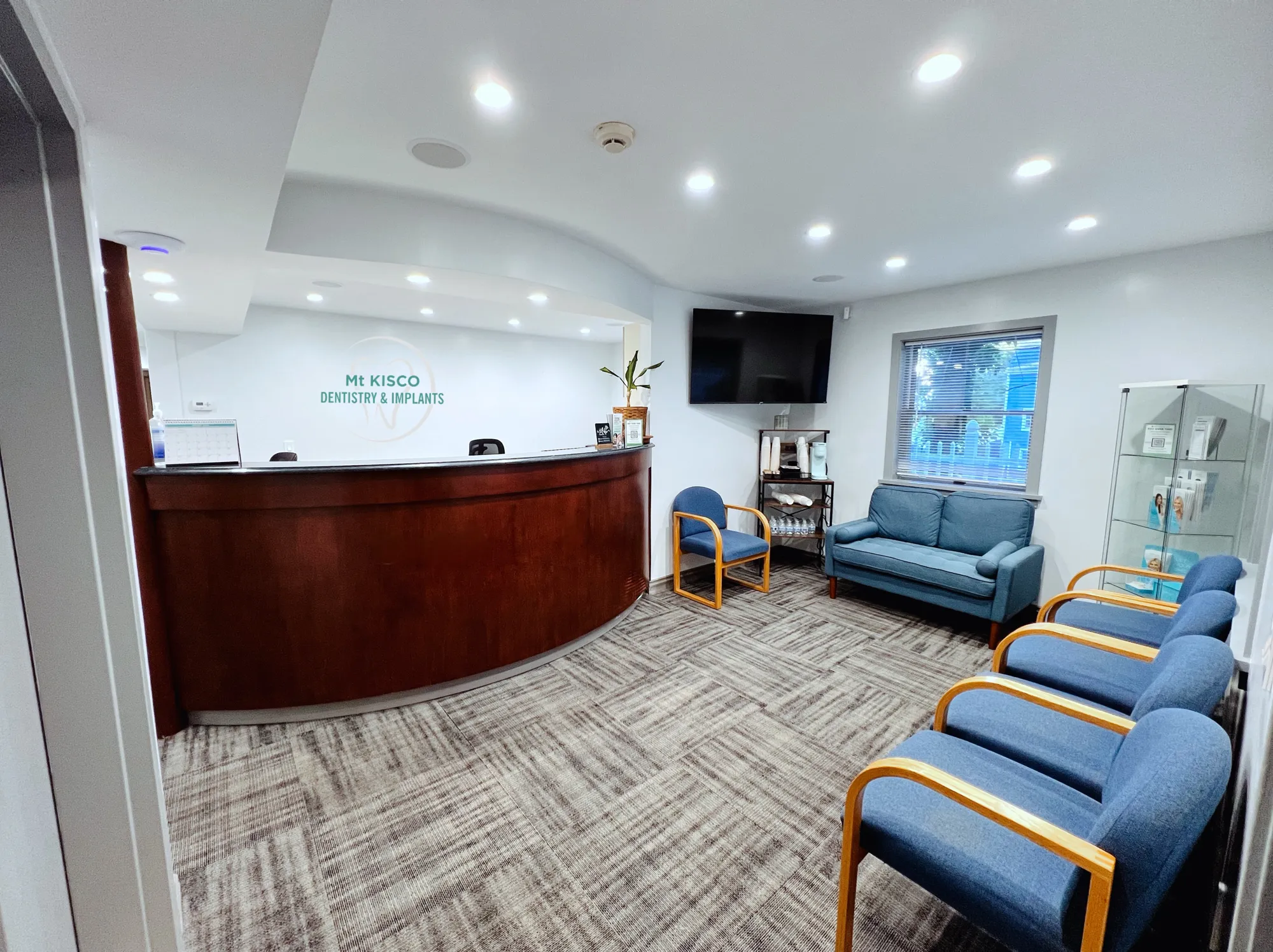 The reception desk and waiting area at the Mount Kisco office