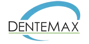 a dentemax logo with a blue circle around it
