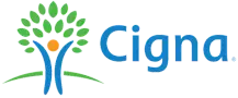 a logo for cigna with a tree in the background