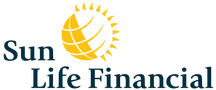 a logo for sun life financial shows a sun and a globe